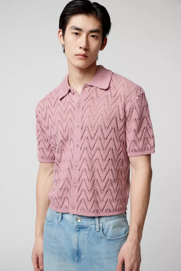 Fitted Rich Style Pink Half Sleeve Shirt