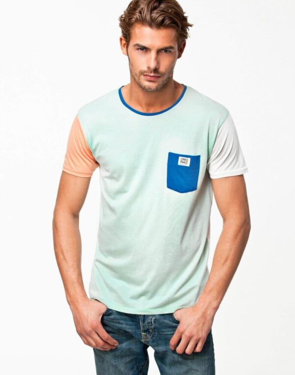 Men's Standard Style Sky Blue T Shirt With Blue Pocket